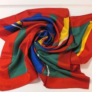 Vintage 80s Bright Scarf Post Modernism New Wave Made in Japan 26" Square
